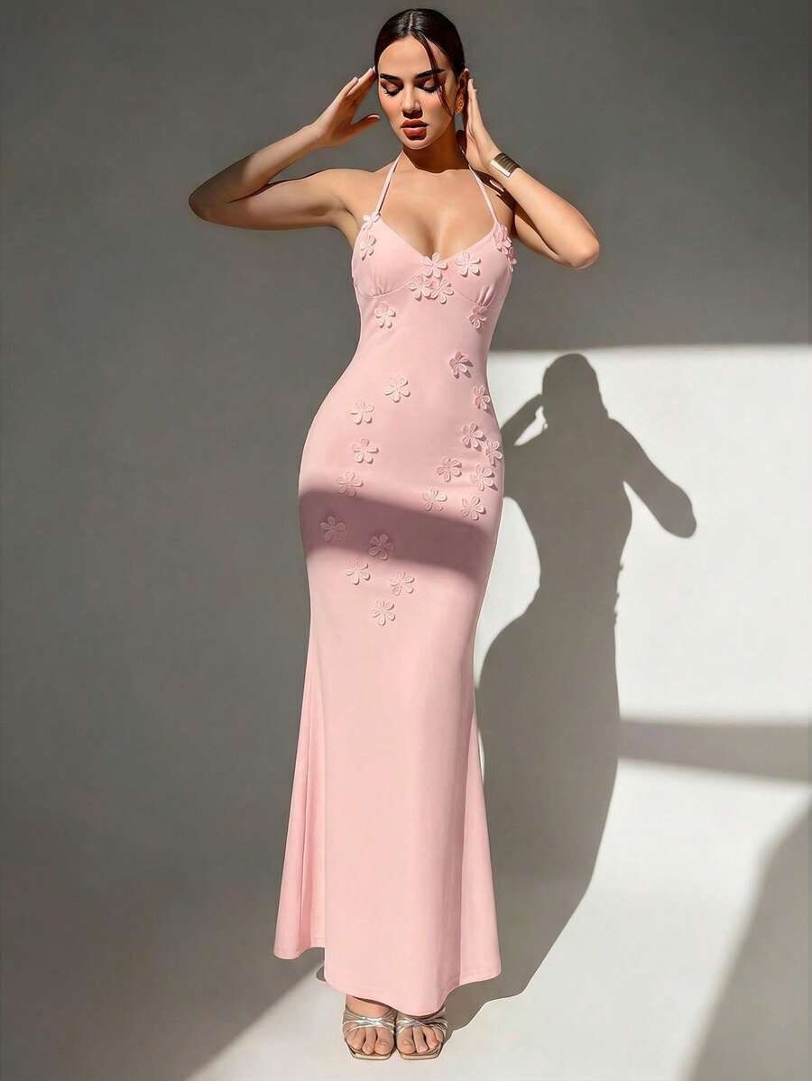 Maxi Dress Halter - Womens Sexy Y2K Micro Cup Front
