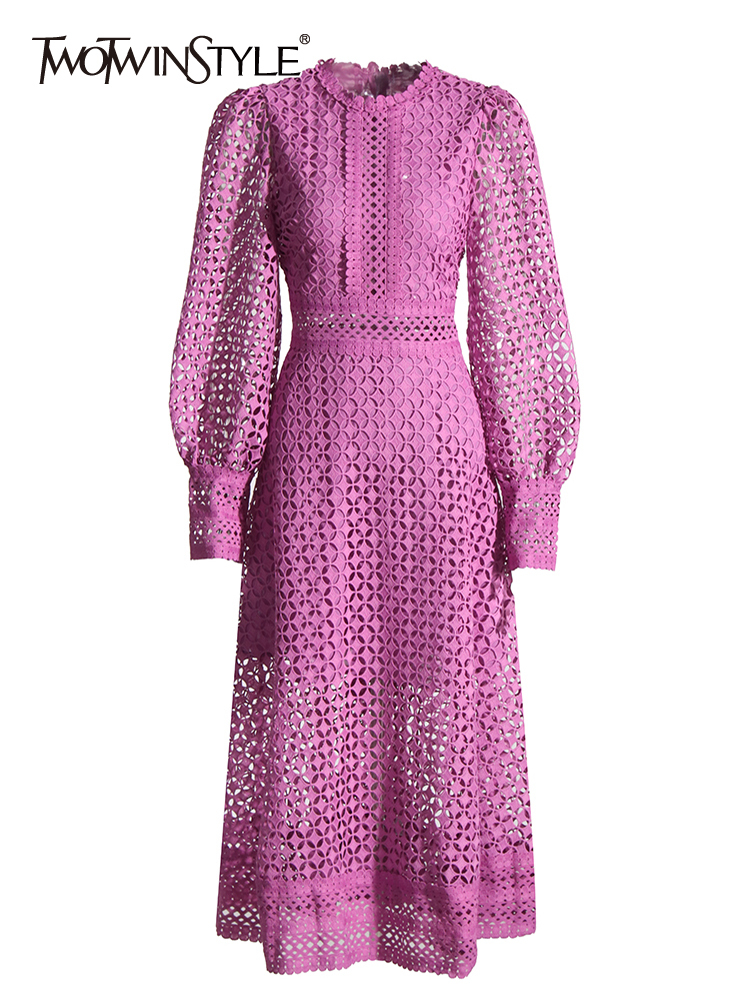 Linen Dress Wrap - TWOTWINSTYLE Embroidery Cut Out Midi Dress