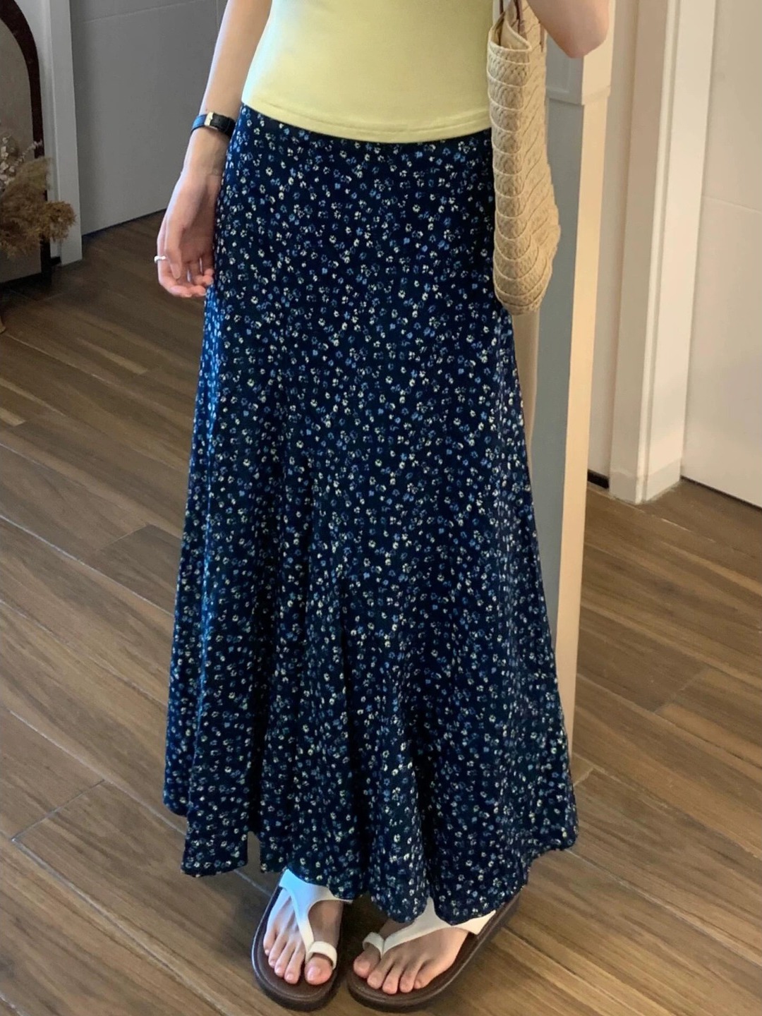 Midi Skirt Floral - plus Size Floral Print A-Line Midi