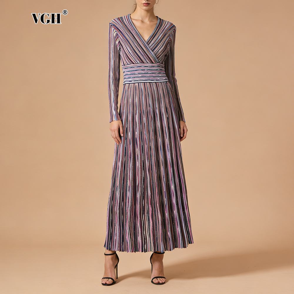 Linen Dress Wrap - VGH Casual Commute Striped Knit Dresses