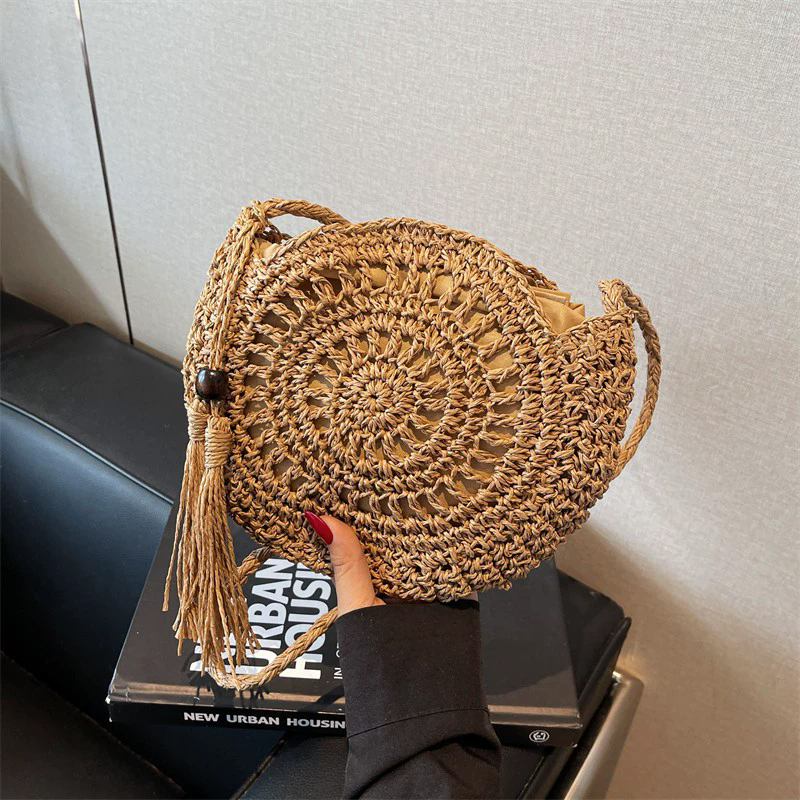 Crochet Bag Raffia - Women Hollow Straw Bag Circle Rattan