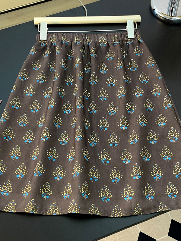 Midi Skirt Floral - High-End Retro Floral Skirt Women's Summer