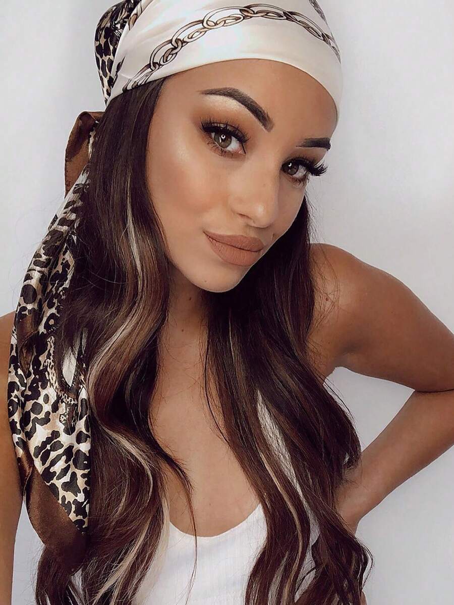 Headband Summer Knit - 1pc Leopard Print Chain & Floral
