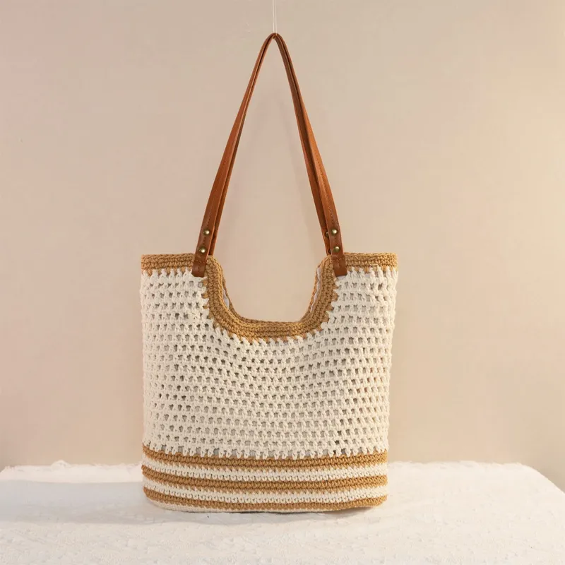 Tote Bag Beach - Women's large-capacity hand-woven straw tote bag
