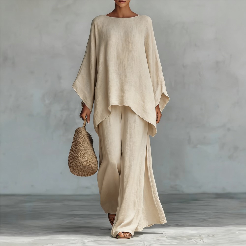 Linen Pant Wide - Fashion Linen Loose Long-sleeved Wide-leg Trousers