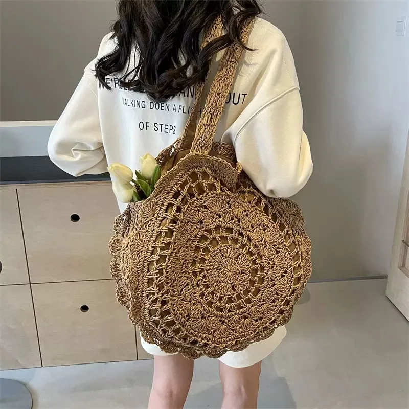 Tote Bag Beach - Hand-woven paper rope tote bag with