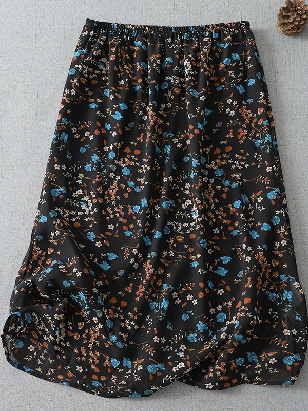 Midi Skirt Floral - Summer 2026 New Elastic Waist Chiffon