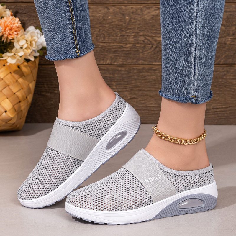Women Hollow Mesh Mules Slip O - مراجعة Wedge Espadrille Women وسعره