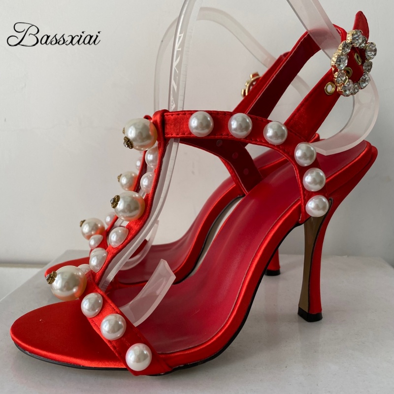Pearl Bead Decor T-Strap Stile - مراجعة Sandal Strappy Heeled وسعره