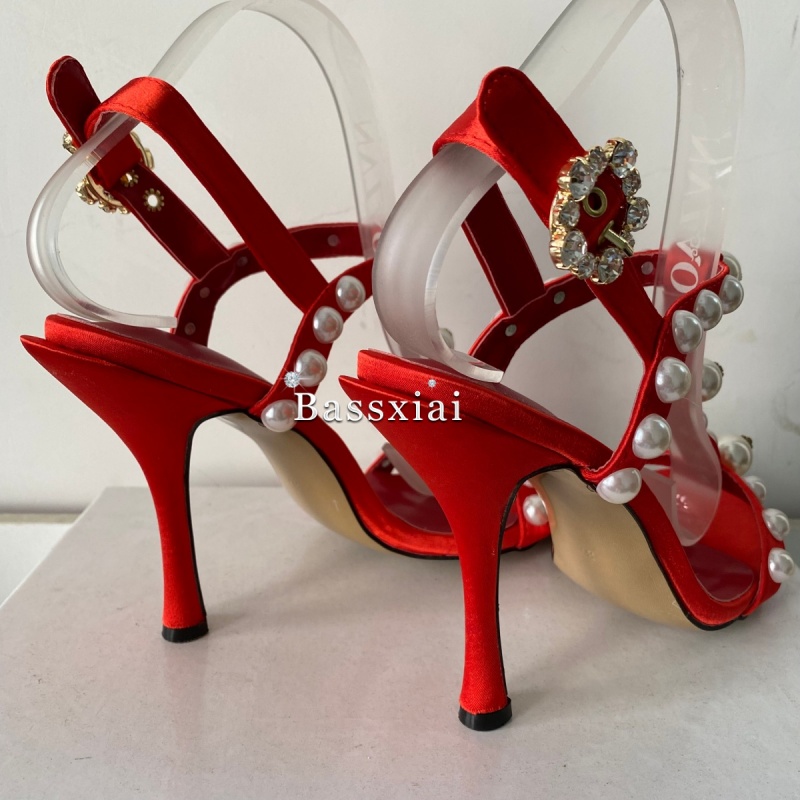 Pearl Bead Decor T-Strap Stile - مراجعة Sandal Strappy Heeled وسعره