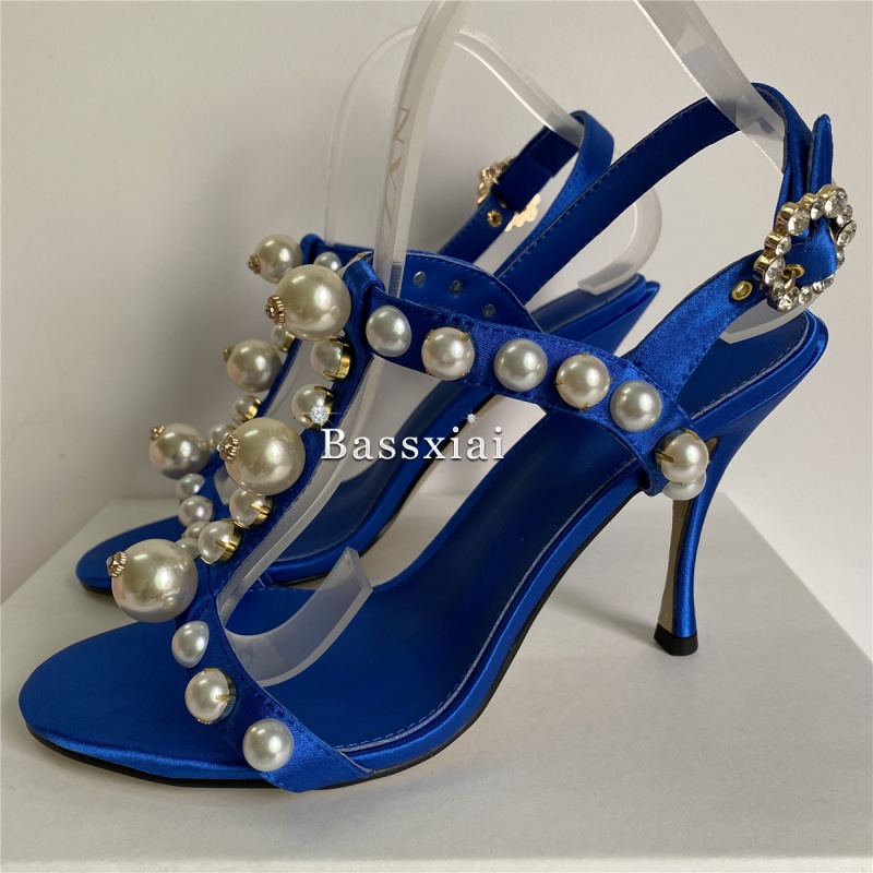 Pearl Bead Decor T-Strap Stile - مراجعة Sandal Strappy Heeled وسعره