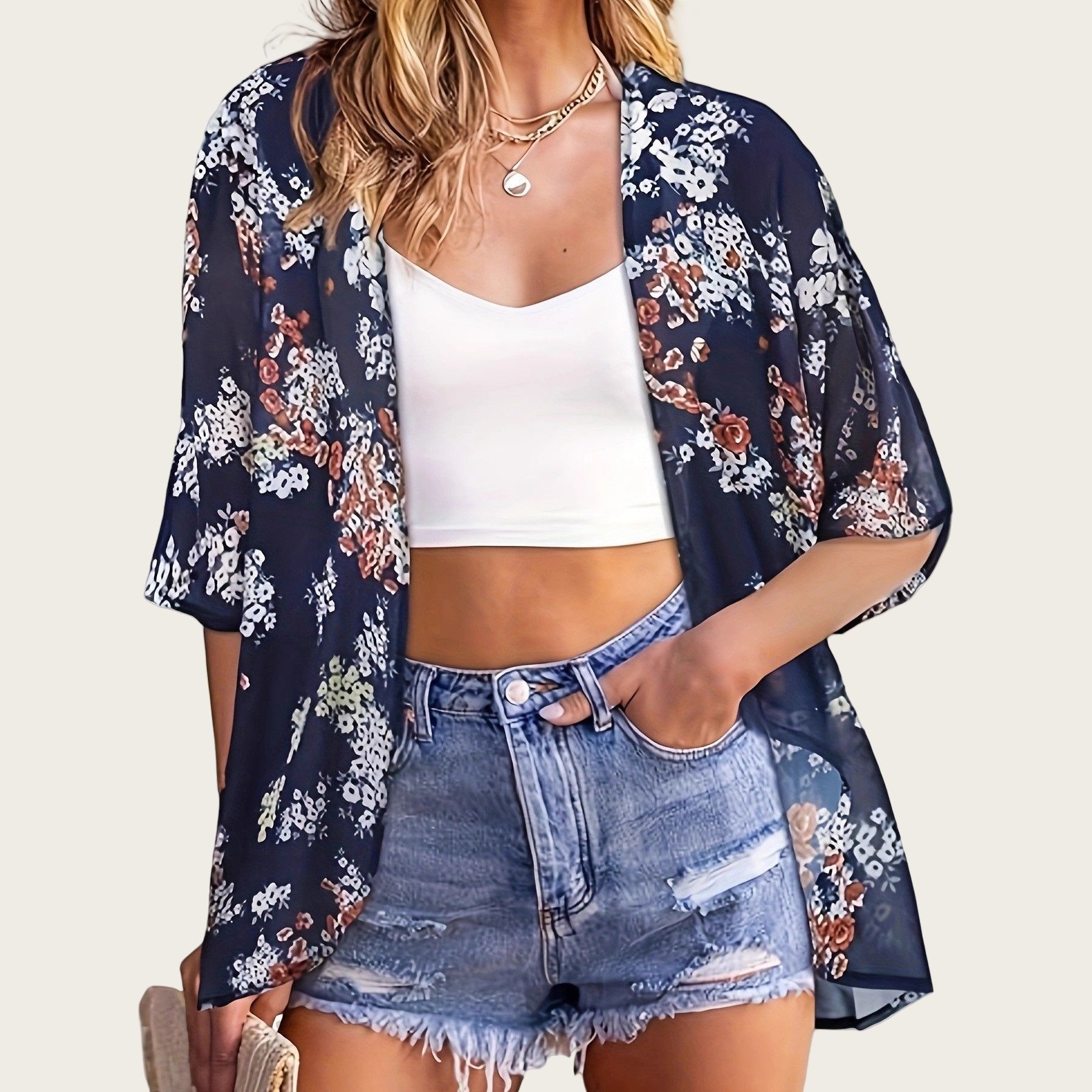 Swimsuit Woman 2025 Kimono Car - مراجعة Kimono Sheer Floral وسعره