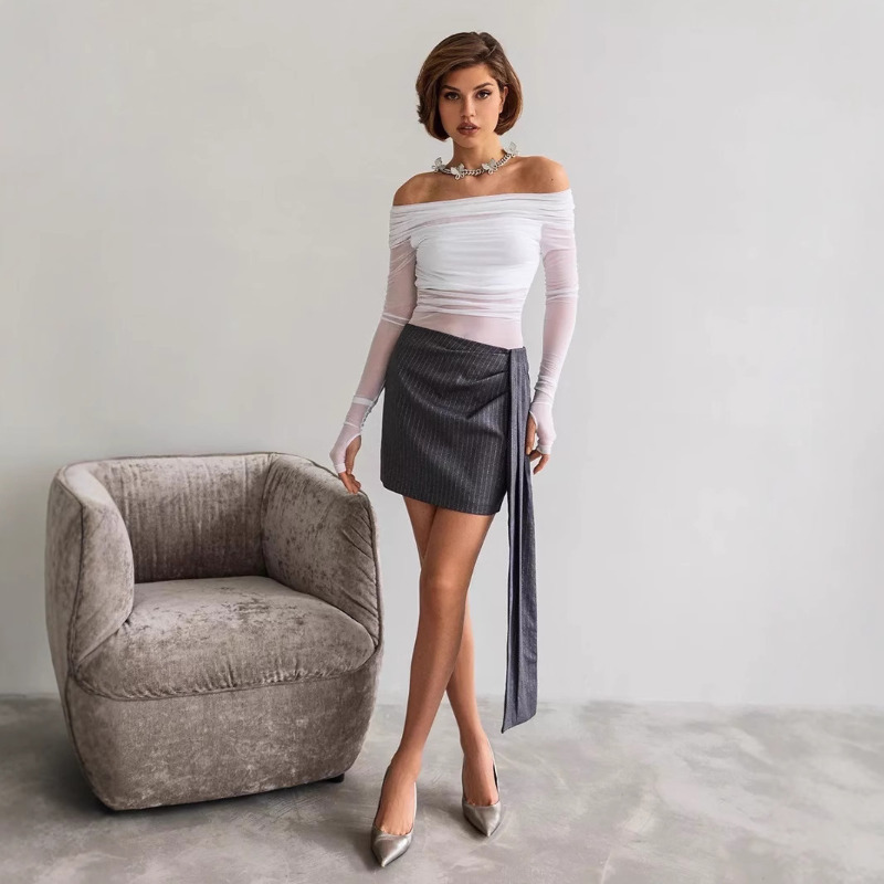 Women  Mesh Off Shoulder Top S - مراجعة Blouse Off Shoulder وسعره