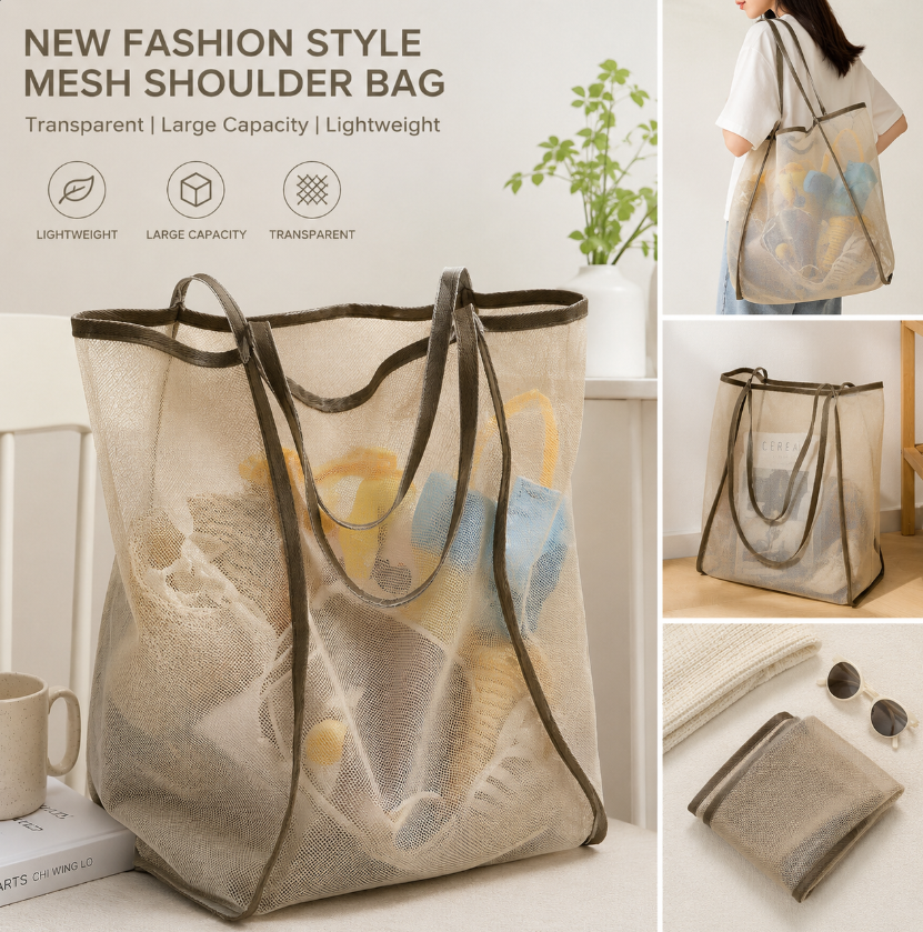 Mesh Beach Bag Lightweight, Br - مراجعة Tote Bag Beach وسعره