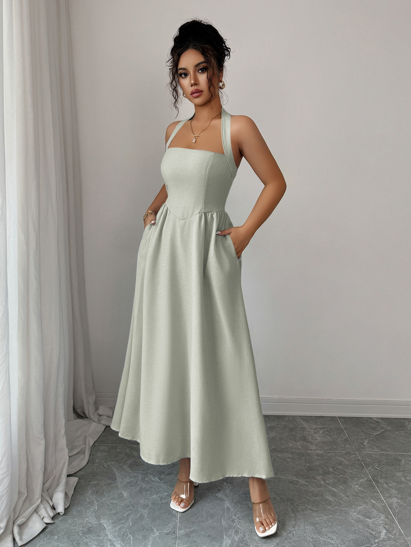 Women's Dress 5 Colors Halter  - مراجعة Maxi Dress Halter وسعره