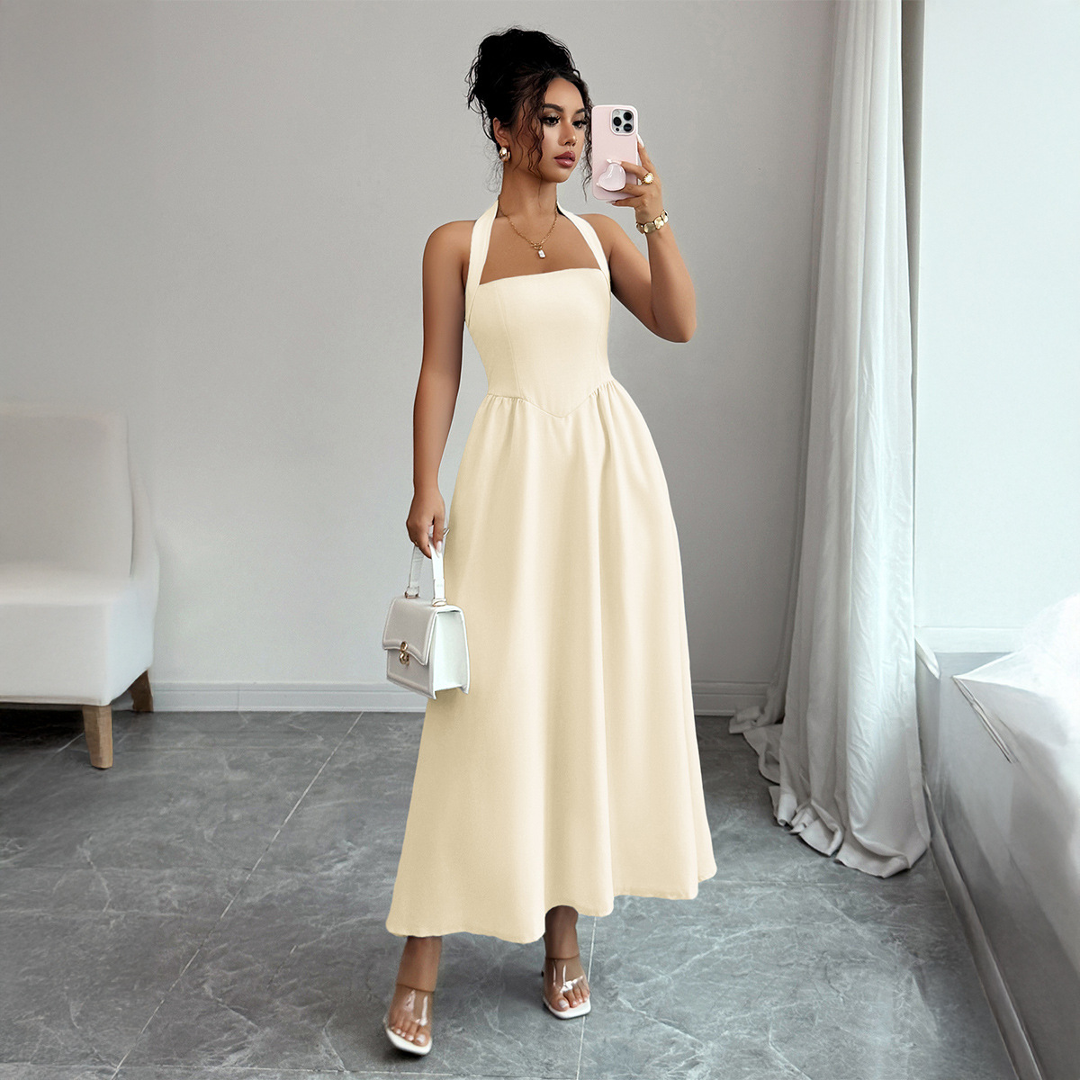 Women's Dress 5 Colors Halter  - مراجعة Maxi Dress Halter وسعره