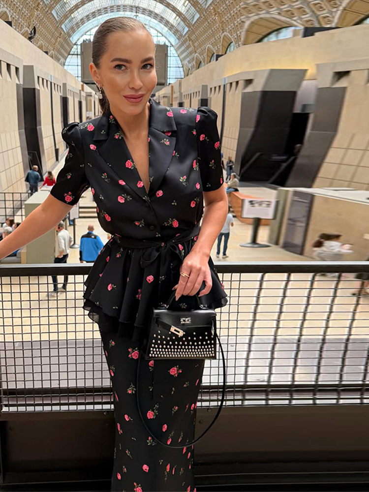 Floral Blazer Coat Skirt Sets  - مراجعة Midi Skirt Floral وسعره