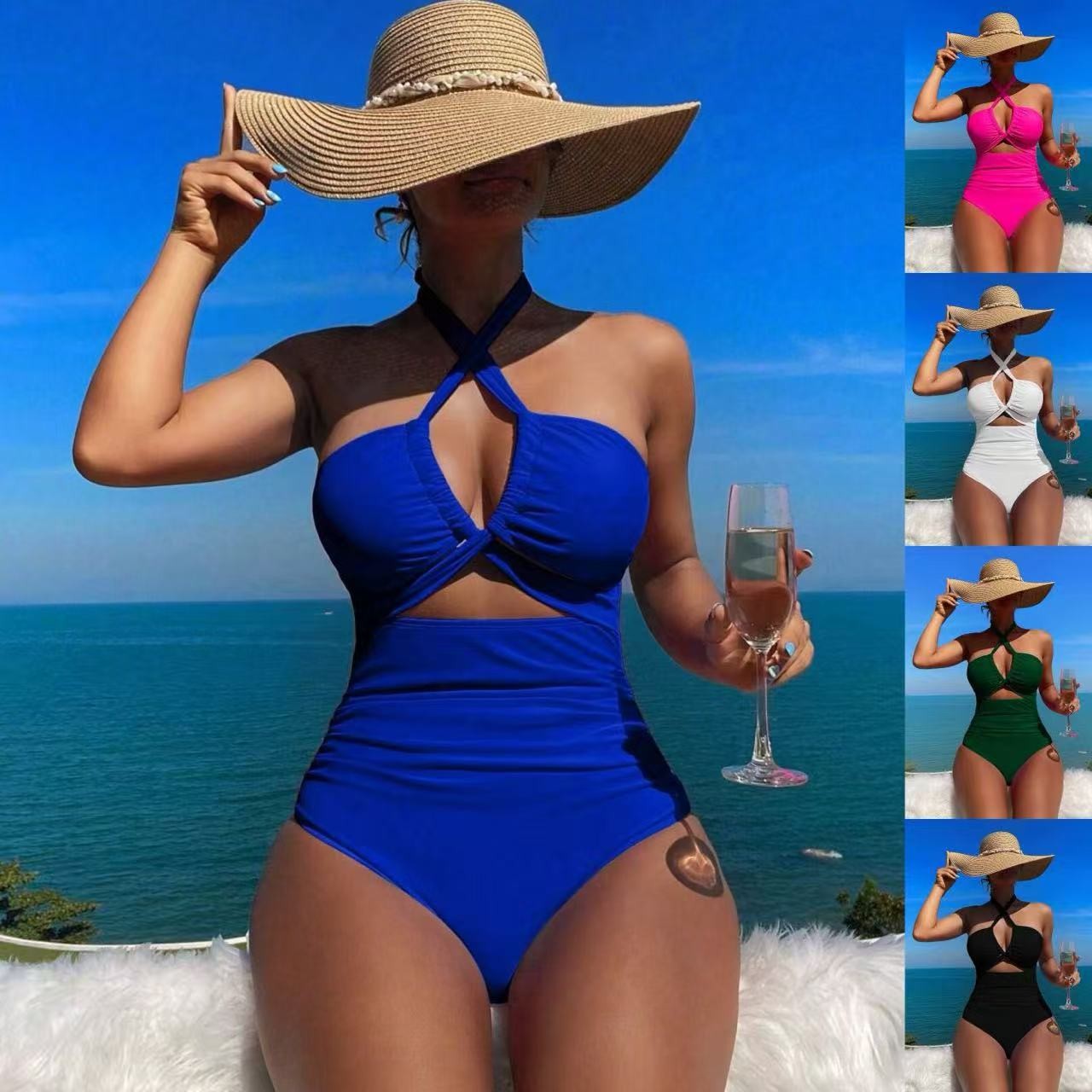 Women Swimsuit Halter Neck Sol - مراجعة Swimsuit Bikini Ruched وسعره