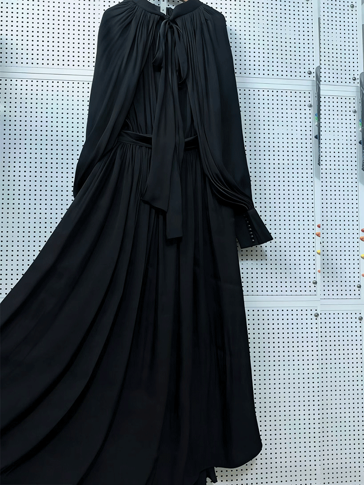 Retro solid color design sense - مراجعة Linen Dress Wrap وسعره