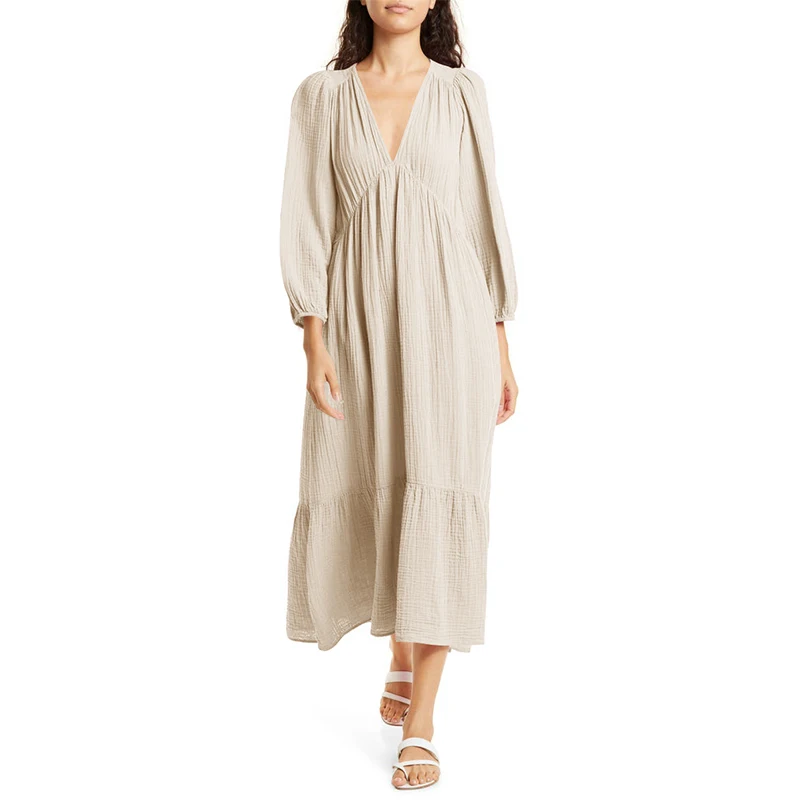 Muslin 100% Cotton Long Sleeve - مراجعة Linen Dress Wrap وسعره