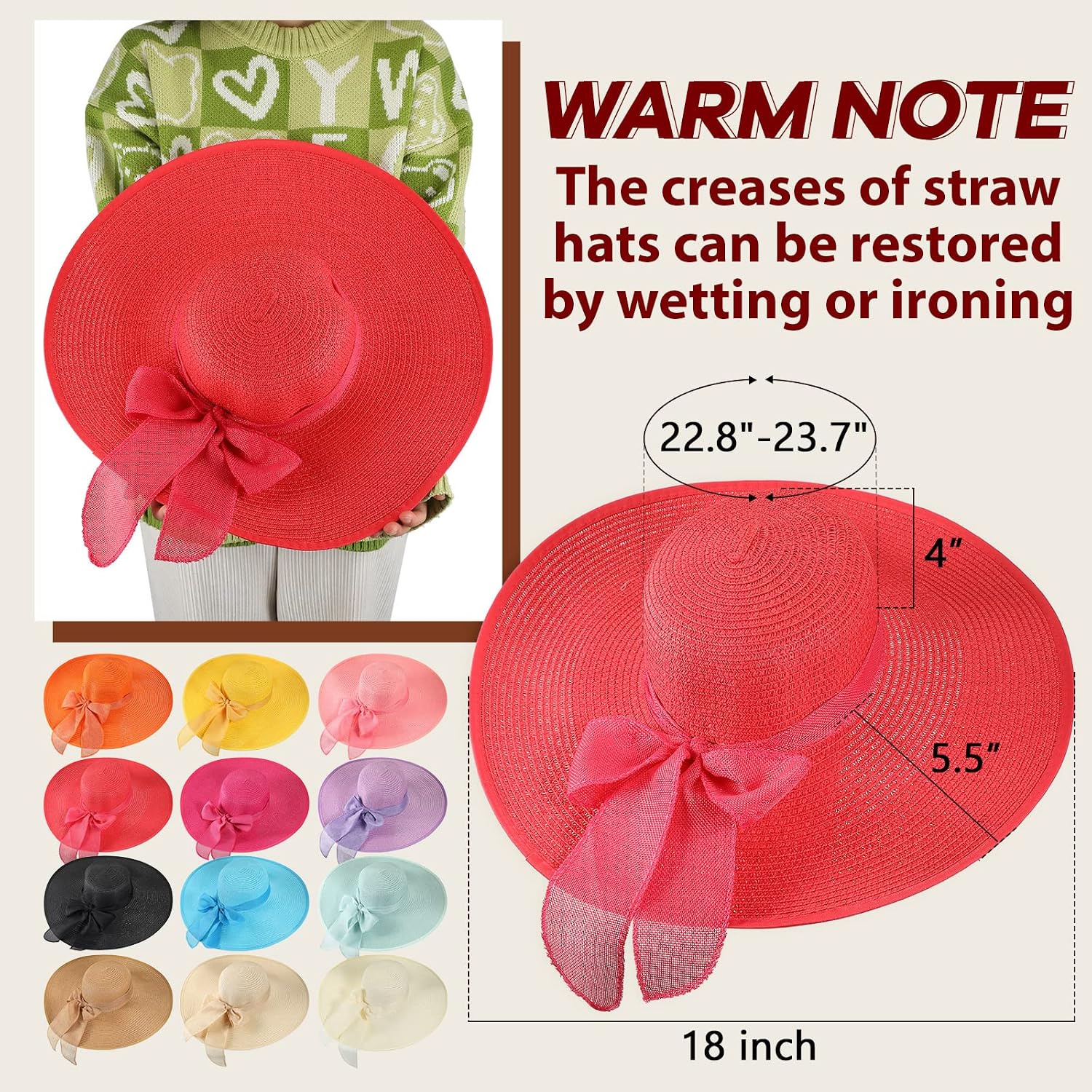 12 PCS Women's Wide Brim Straw - مراجعة Hat Floppy Wide وسعره