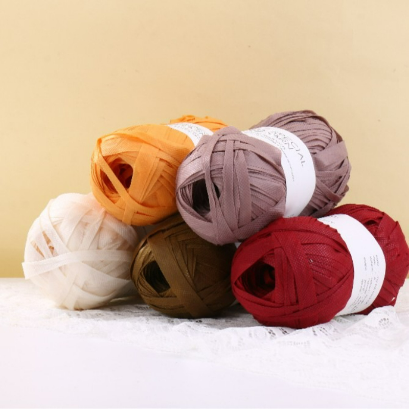 100g/pcs Raffia Flat Yarn for  - مراجعة Crochet Bag Raffia وسعره