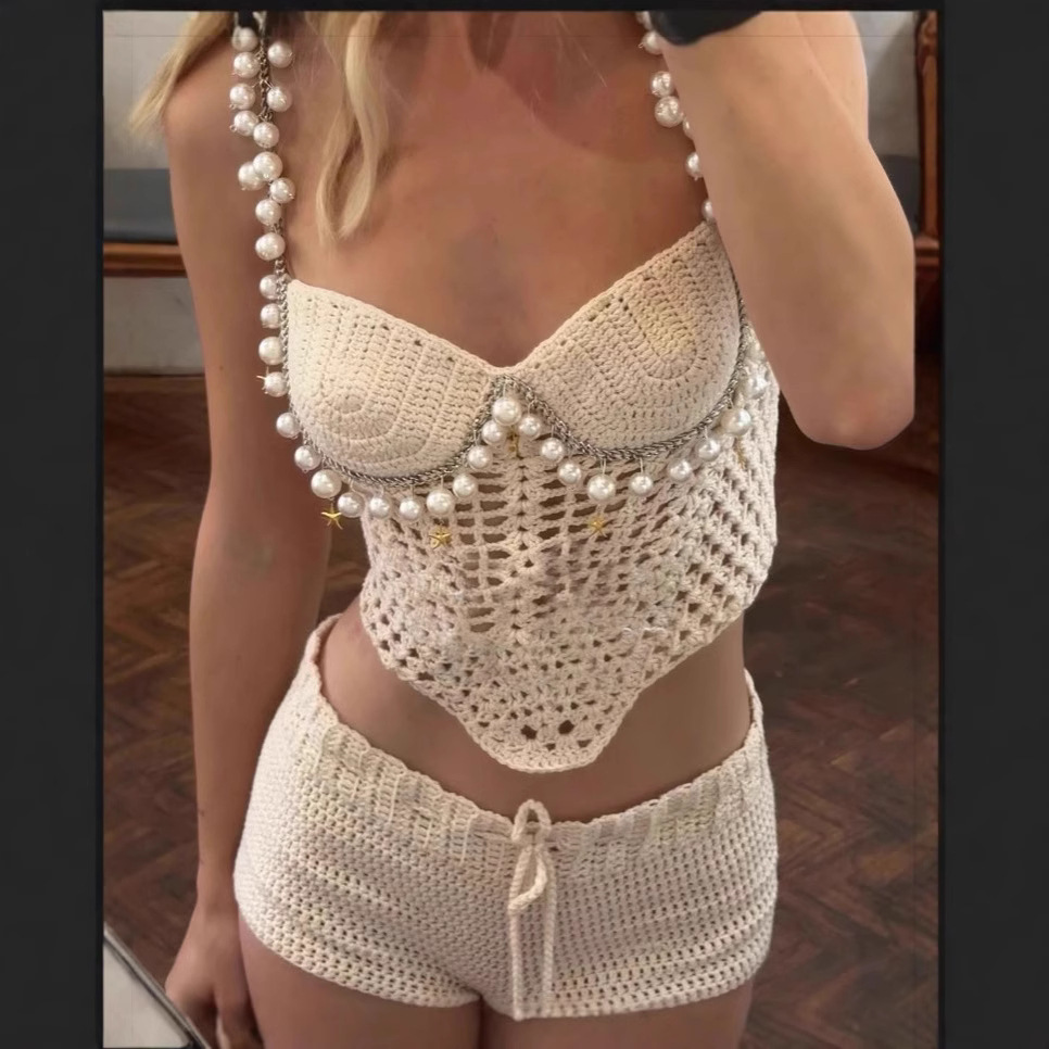 Sexy Beading Crochet Crop Vest - مراجعة Crop Top Crochet وسعره