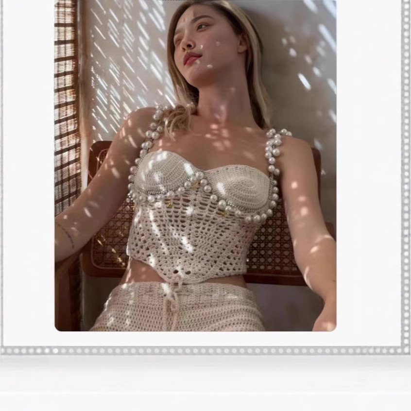 Sexy Beading Crochet Crop Vest - مراجعة Crop Top Crochet وسعره