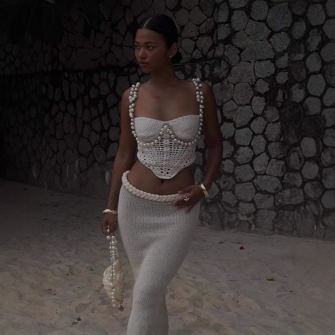 Sexy Beading Crochet Crop Vest - مراجعة Crop Top Crochet وسعره