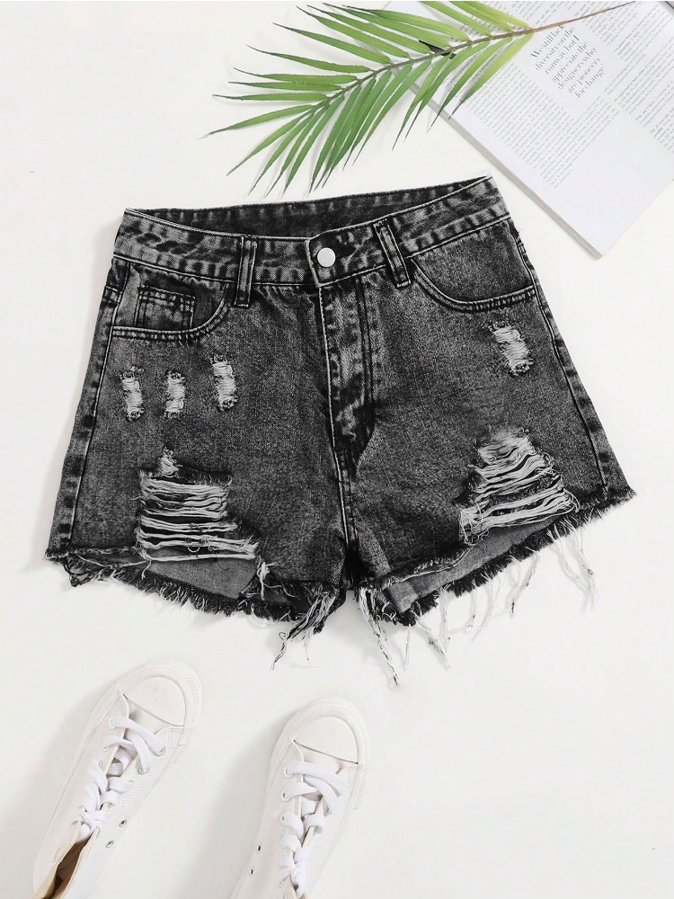 2026 New Vintage Washed Denim  - مراجعة Shorts Denim Frayed وسعره