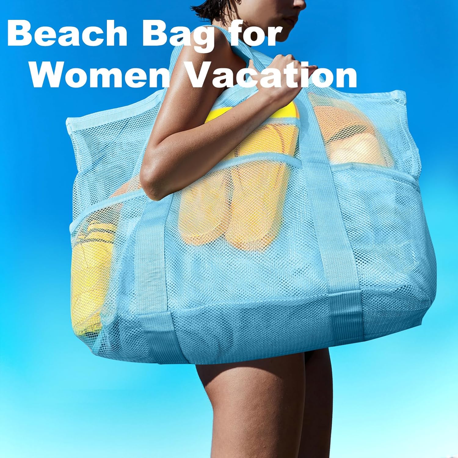 Mesh Beach Bag, Large Tote wit - مراجعة Tote Bag Beach وسعره