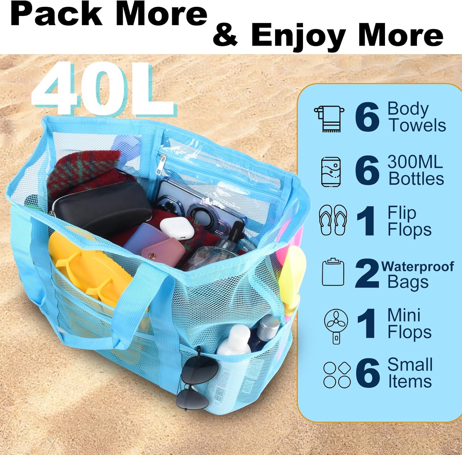 Mesh Beach Bag, Large Tote wit - مراجعة Tote Bag Beach وسعره