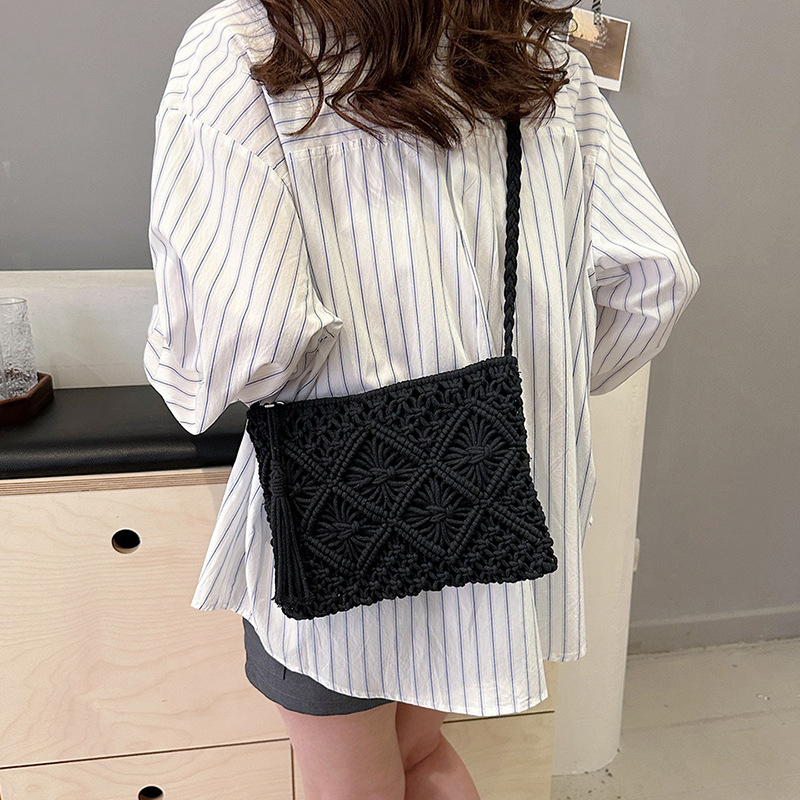 Fashion Woven Hollow Out Shoul - مراجعة Crochet Bag Raffia وسعره