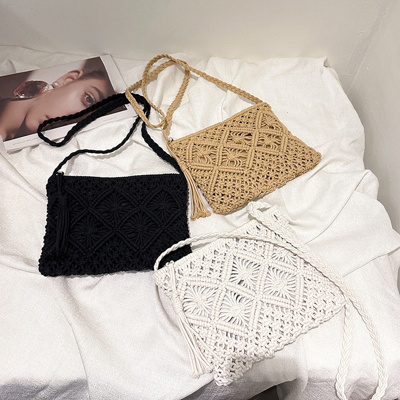 Fashion Woven Hollow Out Shoul - مراجعة Crochet Bag Raffia وسعره