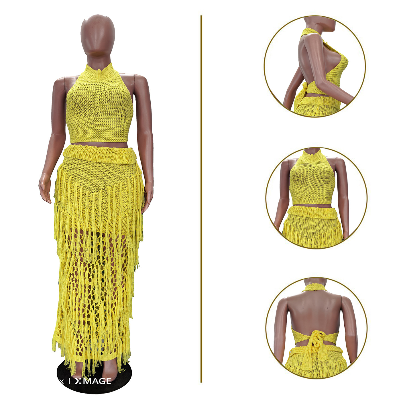 Crochet Knit Maxi Dress 2 Piec - مراجعة Maxi Dress Halter وسعره