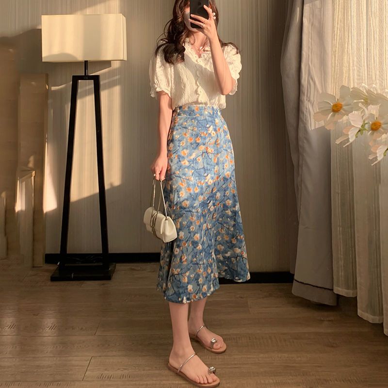 Women's Summer Two-Piece Set L - مراجعة Midi Skirt Floral وسعره