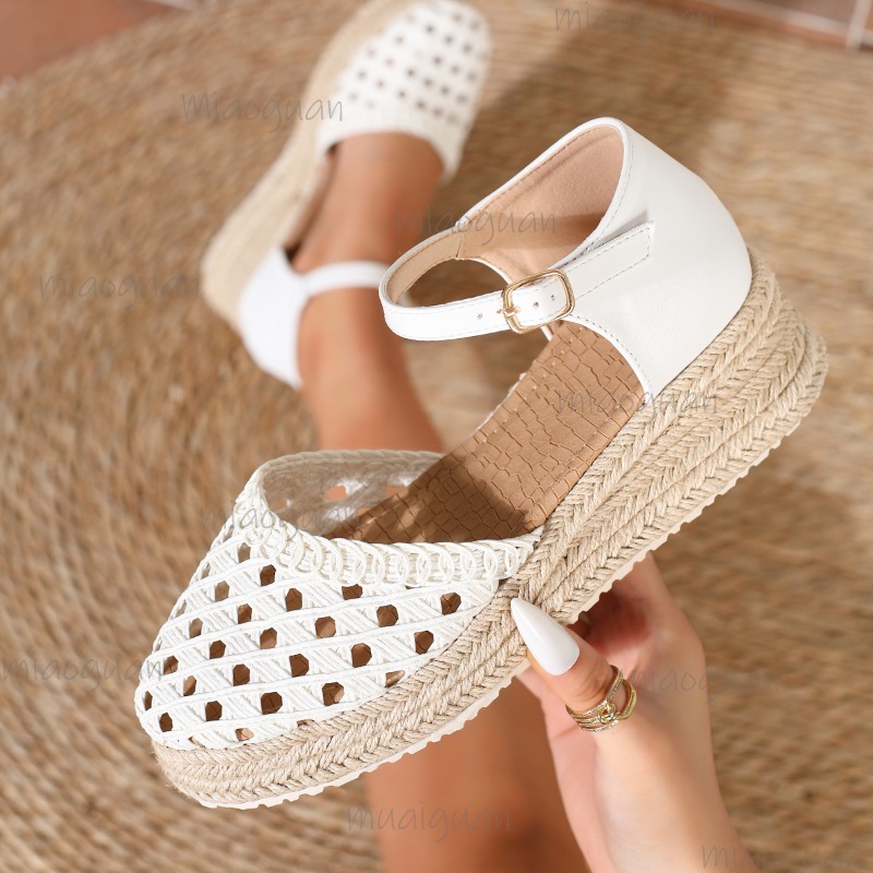 Boho Women's Hollow Out Woven  - مراجعة Wedge Espadrille Women وسعره
