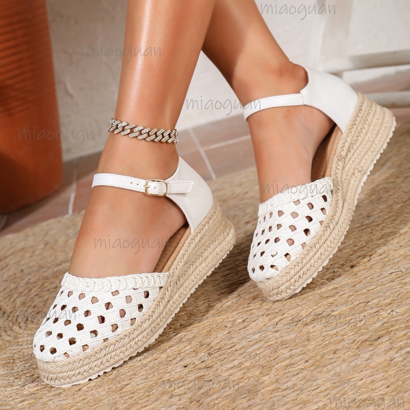 Boho Women's Hollow Out Woven  - مراجعة Wedge Espadrille Women وسعره