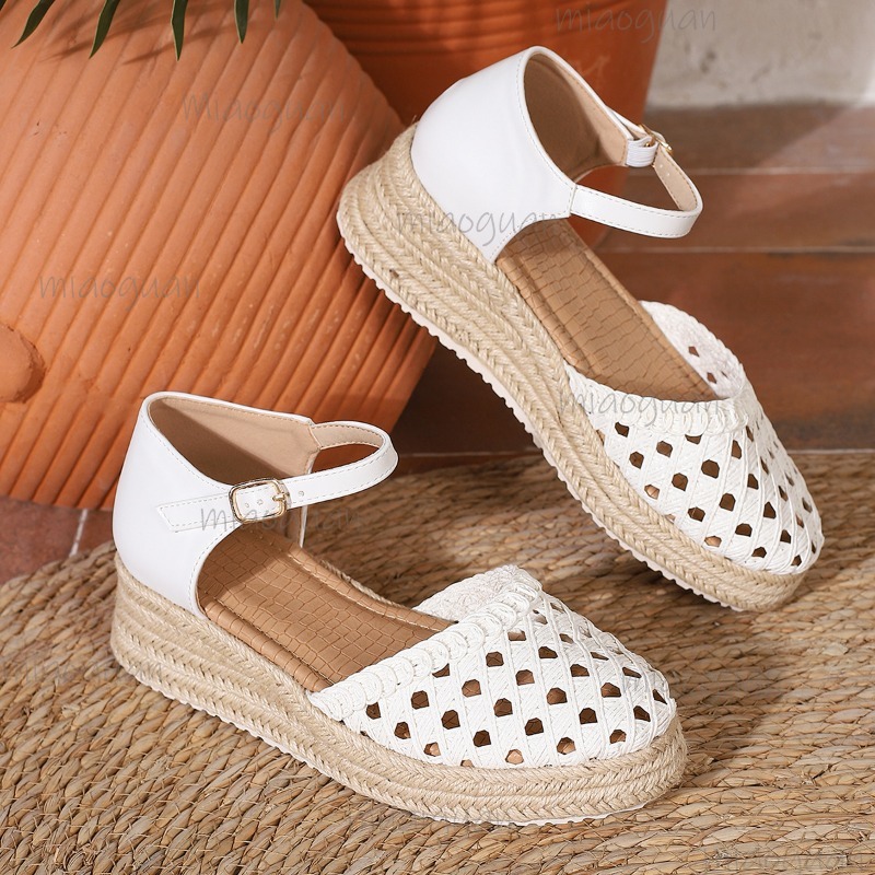Boho Women's Hollow Out Woven  - مراجعة Wedge Espadrille Women وسعره