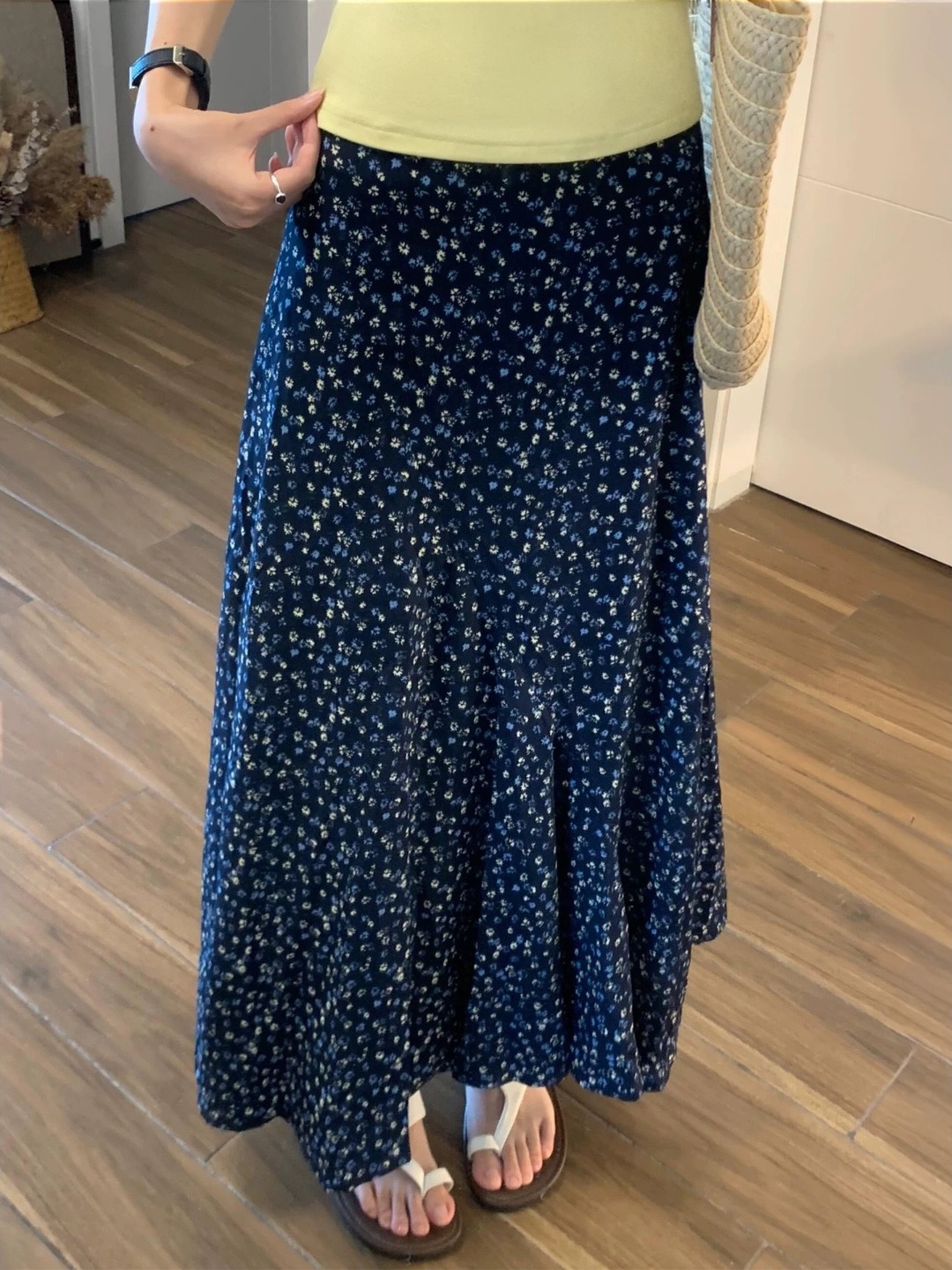 plus Size Floral Print A-Line  - مراجعة Midi Skirt Floral وسعره