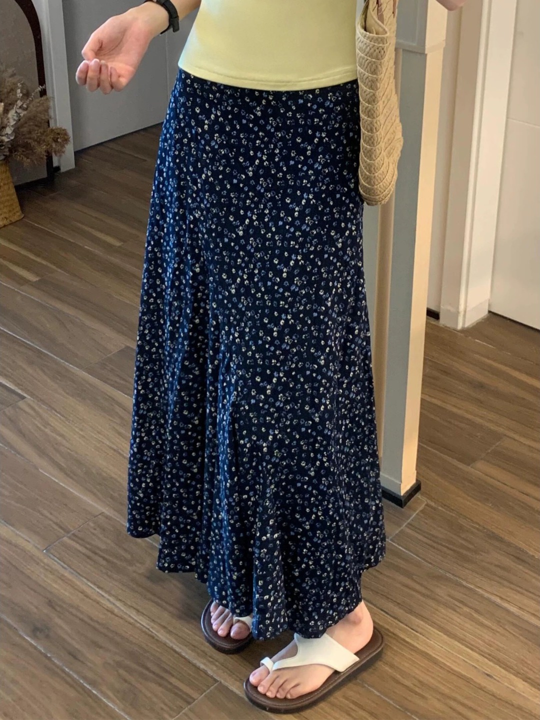 plus Size Floral Print A-Line  - مراجعة Midi Skirt Floral وسعره