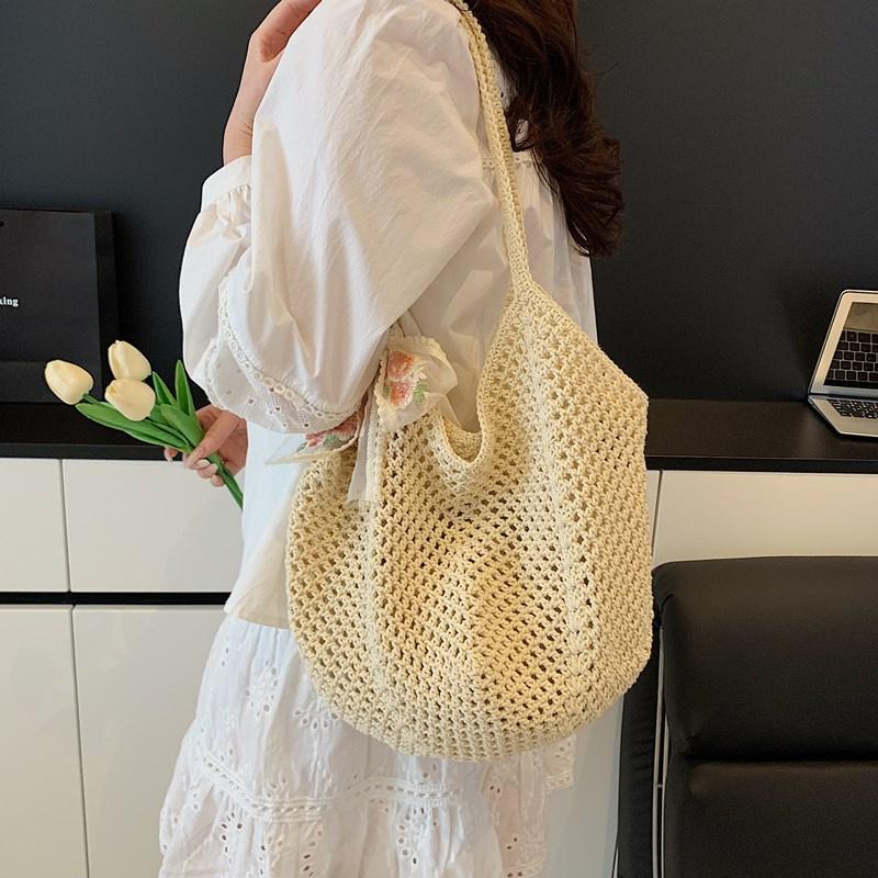 Summer Lace Bow Tote Bags Wome - مراجعة Crochet Bag Raffia وسعره