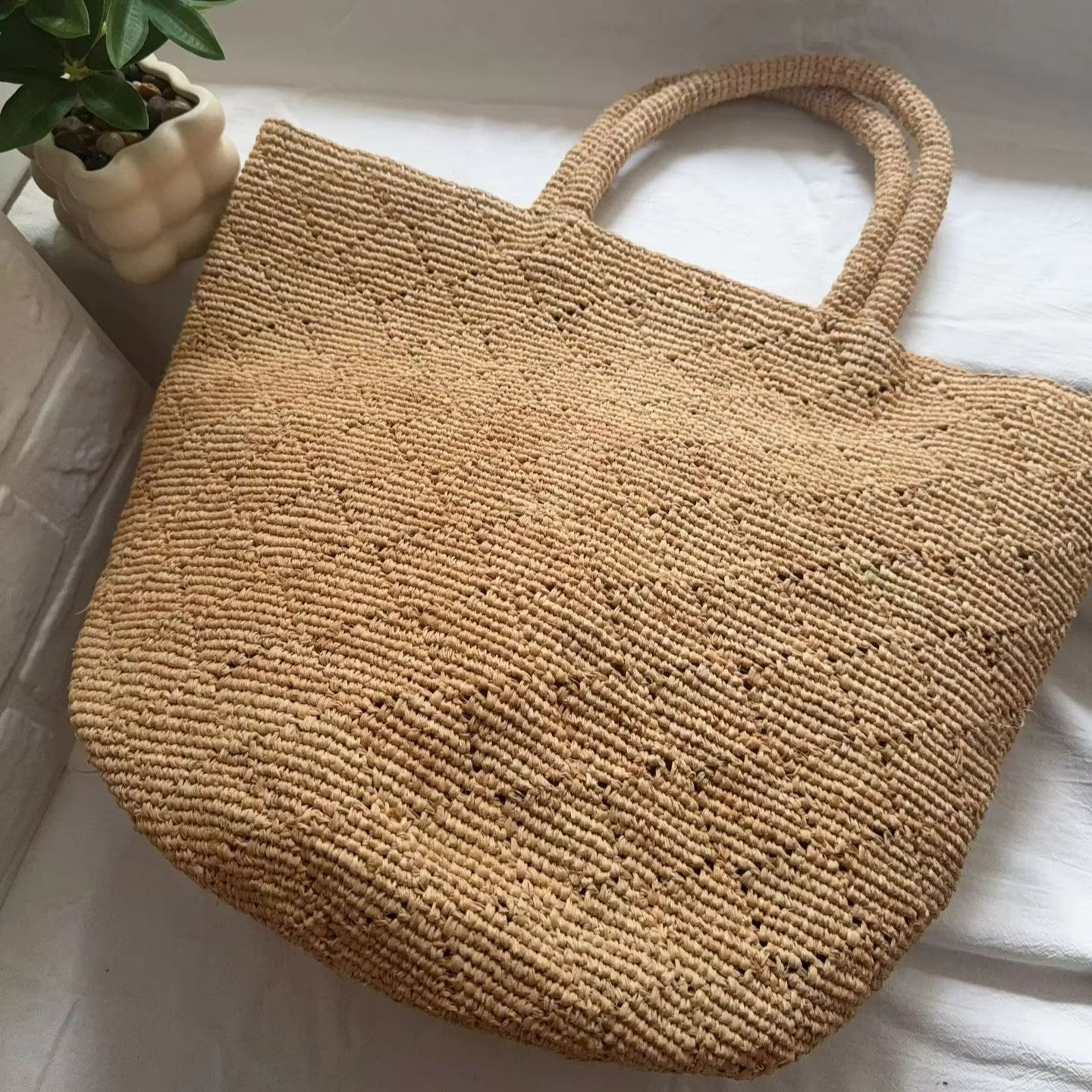 Fashion Style Ins Crochet Hand - مراجعة Crochet Bag Raffia وسعره