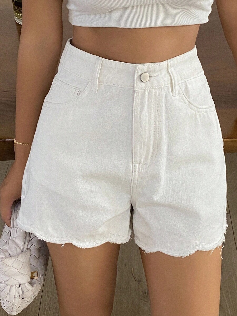 Women Loose Casual Denim Short - مراجعة Shorts Denim Frayed وسعره
