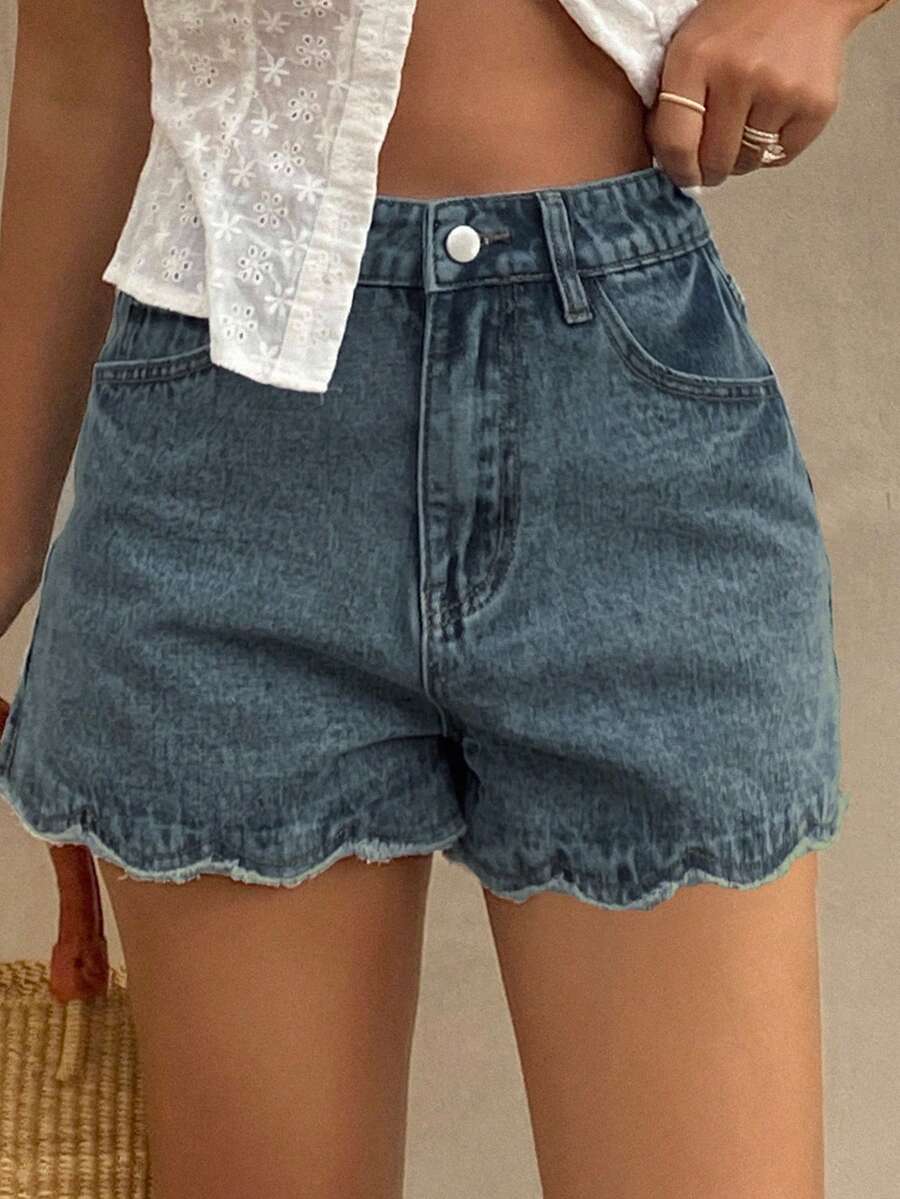 Women Loose Casual Denim Short - مراجعة Shorts Denim Frayed وسعره