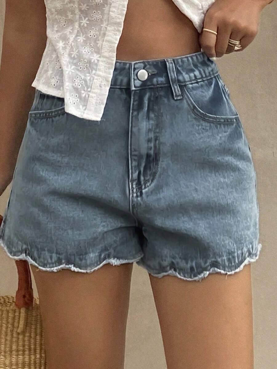 Women Loose Casual Denim Short - مراجعة Shorts Denim Frayed وسعره