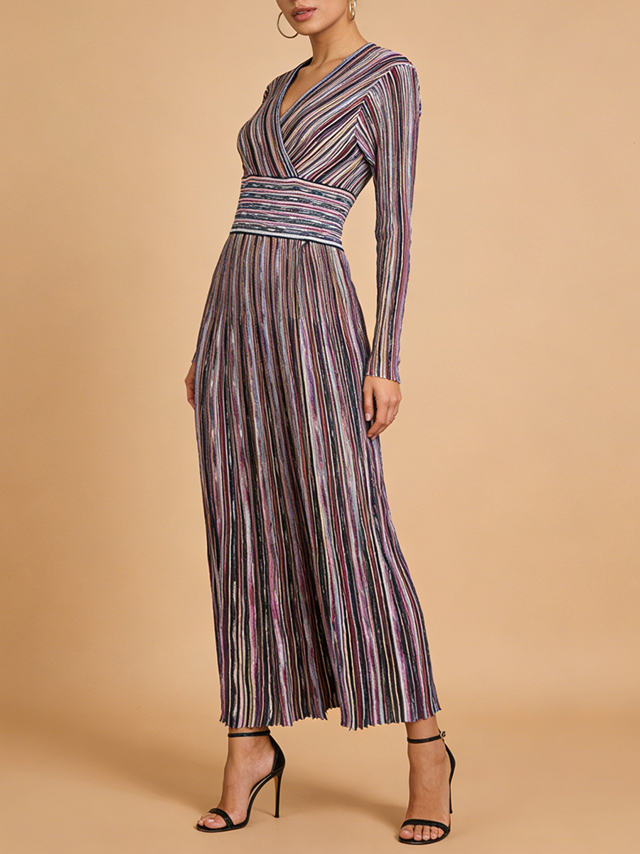 VGH Casual Commute Striped Kni - مراجعة Linen Dress Wrap وسعره