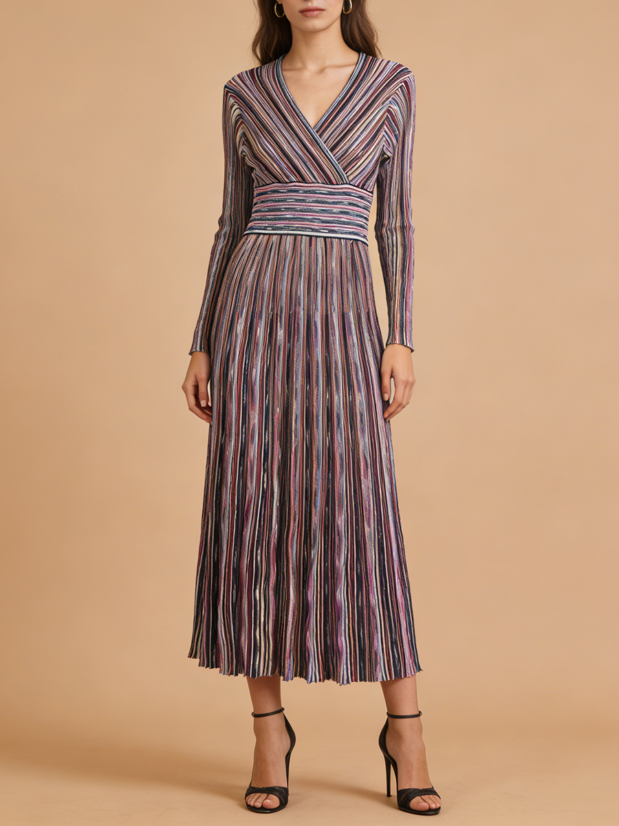 VGH Casual Commute Striped Kni - مراجعة Linen Dress Wrap وسعره