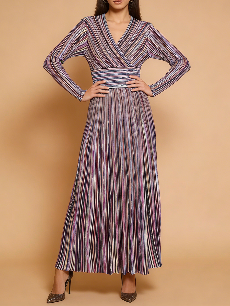 VGH Casual Commute Striped Kni - مراجعة Linen Dress Wrap وسعره