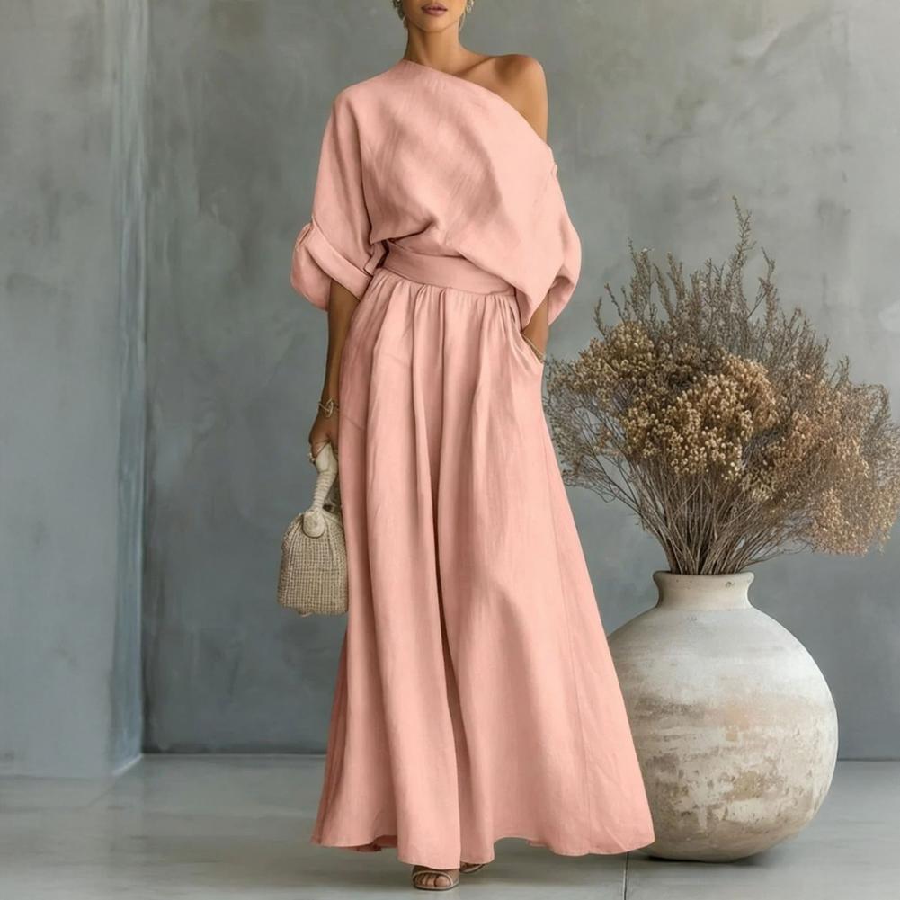Women Blouse Pants Set Elegant - مراجعة Blouse Off Shoulder وسعره